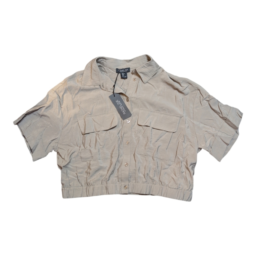Rachel Zoe Light Tan Cropped Button-Up Shirt